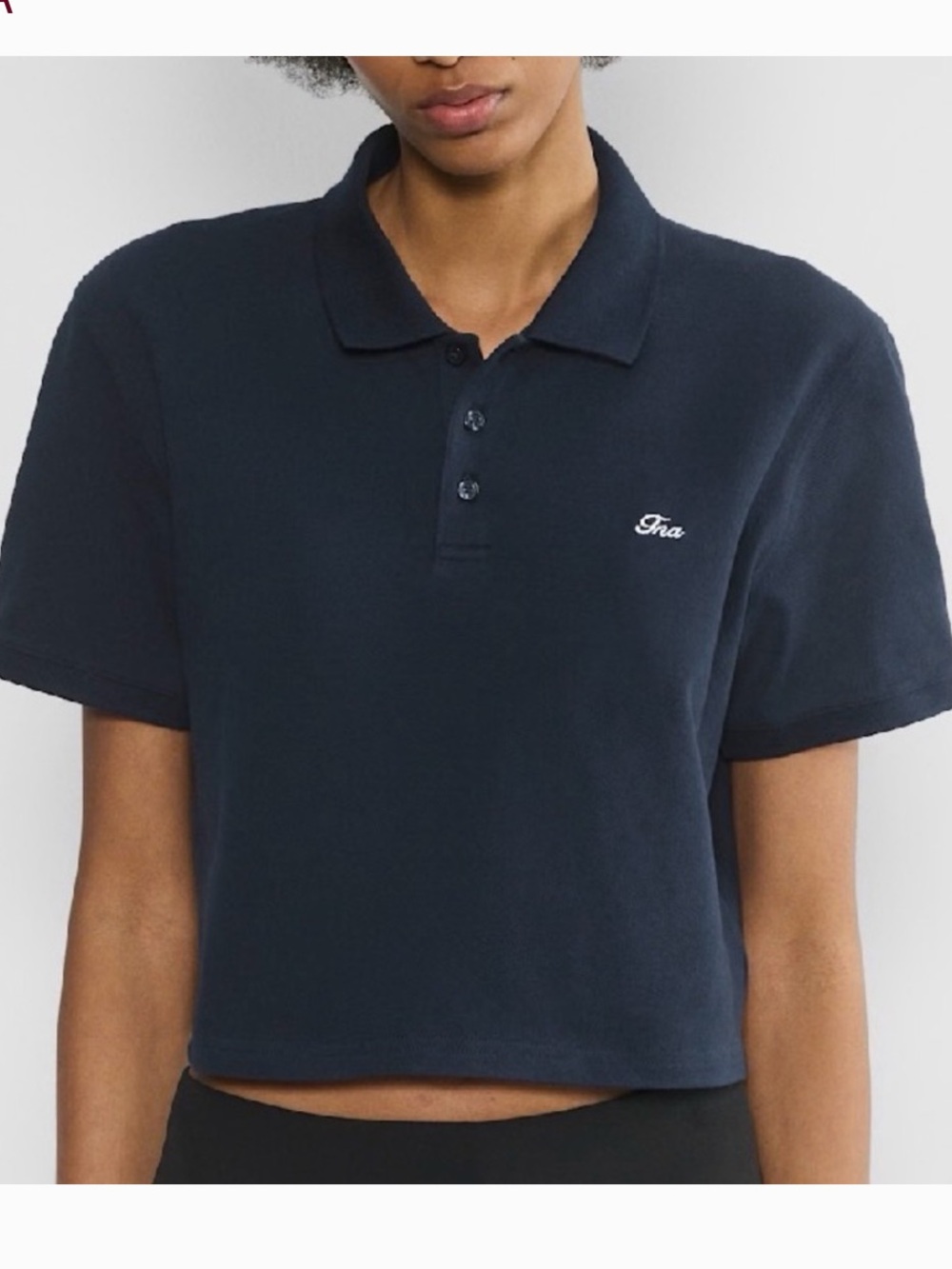 TNA Navy Cropped Polo Top